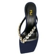 thumbnail image 2 of FSJ Women Elegant Crystal Square Open Toe Kitten Heel Flip Flops Slip On Low Heeled Thong Sandals Evening Dress Mule Shoes Size 8 Navy, 2 of 4