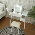 thumbnail image 7 of Wooden Vanity Desk Set With Stool, Modern Makeup Table With LED Lighted Mirror, Flip Top Makeup Vanity Table With Storage Cabinet Drawer For Bedroom, 7 of 7