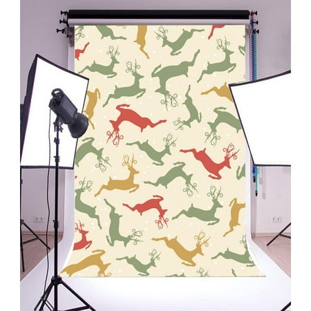Image of HelloDecor 5x7ft Christmas Reindeer Picture Backdrop Studio Props Merry Christmas Photography Background