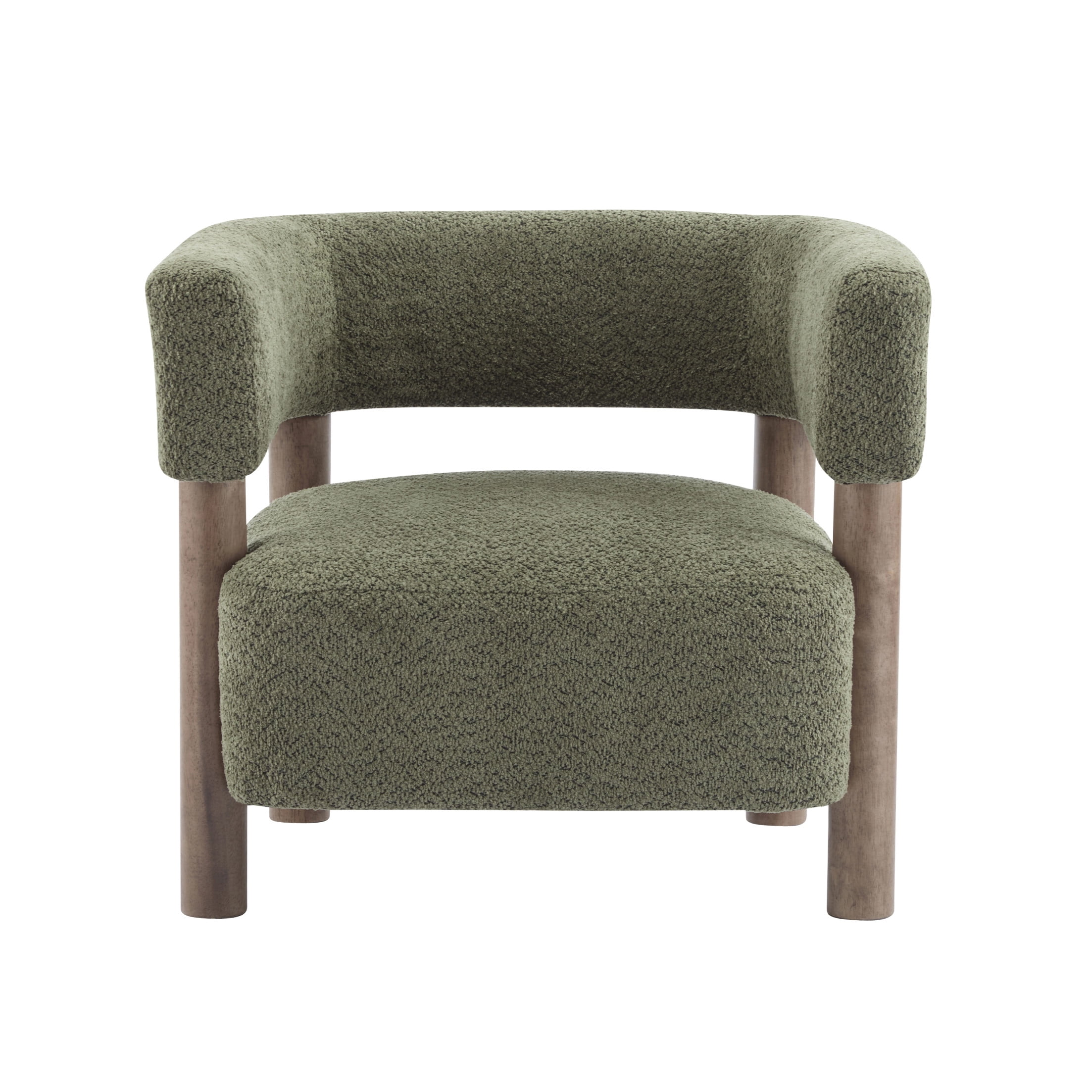 Christopher Knight Home Modern Boucle Upholstered Accent Chair, Lounge Chair with Solid Wood Legs, Green