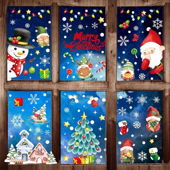 210Pcs Christmas Window Clings for Glass Double-Side Reusable Window Stickers Decals Kids Home Decor