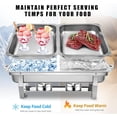 thumbnail image 5 of Chafing Dish Buffet Set, 4 Pack 8 Qt, Stainless Chafer w/ 8 Half Size Pans, Rectangle Catering Warmer Server w/Lid Water Pan Folding Stand Fuel Tray Holder, at Least 8 People Each, 5 of 14