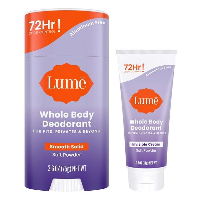 Desodorante Lume, crema invisible para todo el cuerpo, tubo pequeño, 15 ml + 75 g
