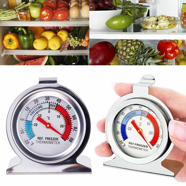 2PCS Stainless Steel Fridge Freezer Thermometer Hanging Gauge