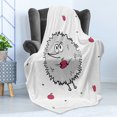 thumbnail image 4 of Hedgehog Soft Flannel Fleece Blanket, Happy Animal Apples and Leaves Doodle Style Cartoon Drawing Fun Illustration, Cozy Plush for Indoor and Outdoor Use, 70" x 90", Grey Pink Green, by Ambesonne, 4 of 5