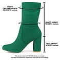 thumbnail image 6 of BLISSFUL STEP Women's Boots Faux Suede Rounded Toe Block Heel Foldable Ankle Boots Emerald Green 8.5, 6 of 8