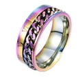 thumbnail image 1 of Flmtop Unisex Fashion Titanium Steel Roman Numerals Twist Chain Ring Party Jewelry Gift, 1 of 10