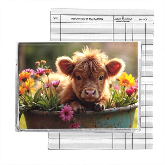 RFID Debit Credit Card Holder Baby Highland Cow ATM Case & 2 Debit Registers - Handcrafted in USA
