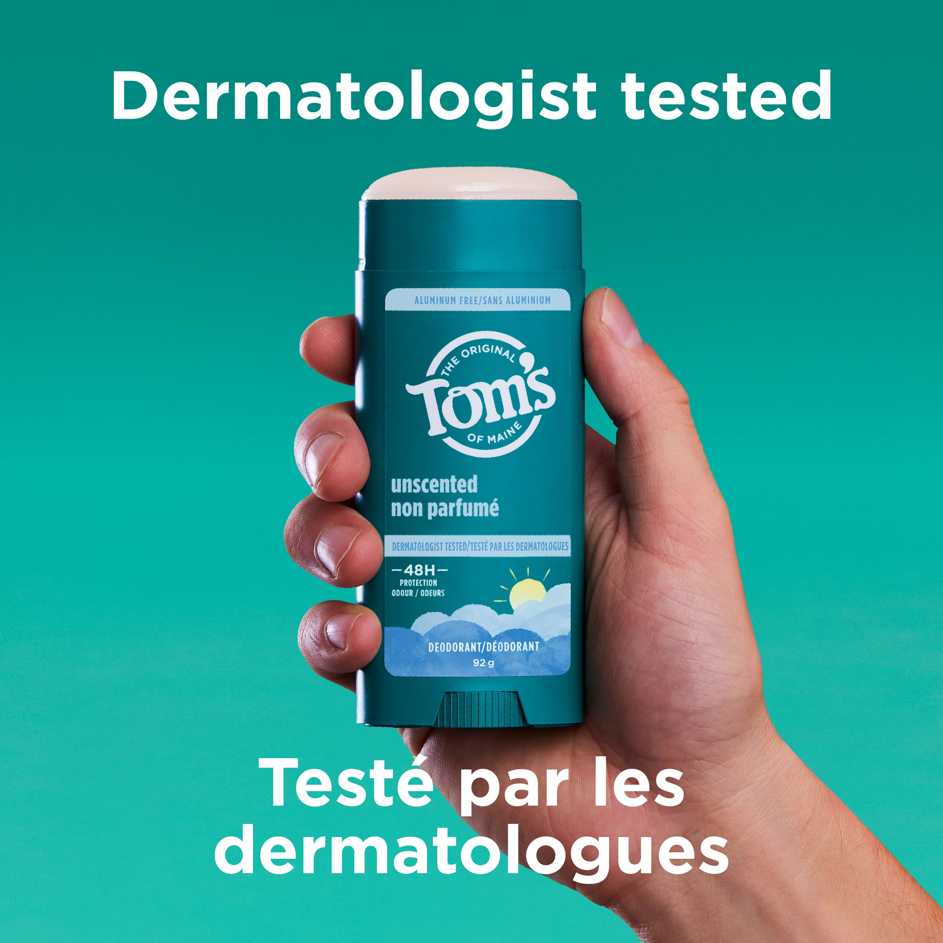 Déodorant naturel Tom’s of Maine Non parfumé pour femmes et hommes, Sans aluminium, 92 g