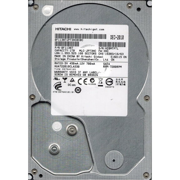 Hitachi HUA722010CLA330 P/N: 0F11387 MLC: JPT3HC 1TB