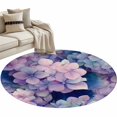 thumbnail image 2 of Vintage Hydrangea 3ft Area Rug, Spring Purple Flowers Garden Plants Washable Non-Slip Small Round Rugs for Entryway Bedroom Kitchen, Soft Circle Carpet for Dining Room, Playroom Nursery Rug, 2 of 9