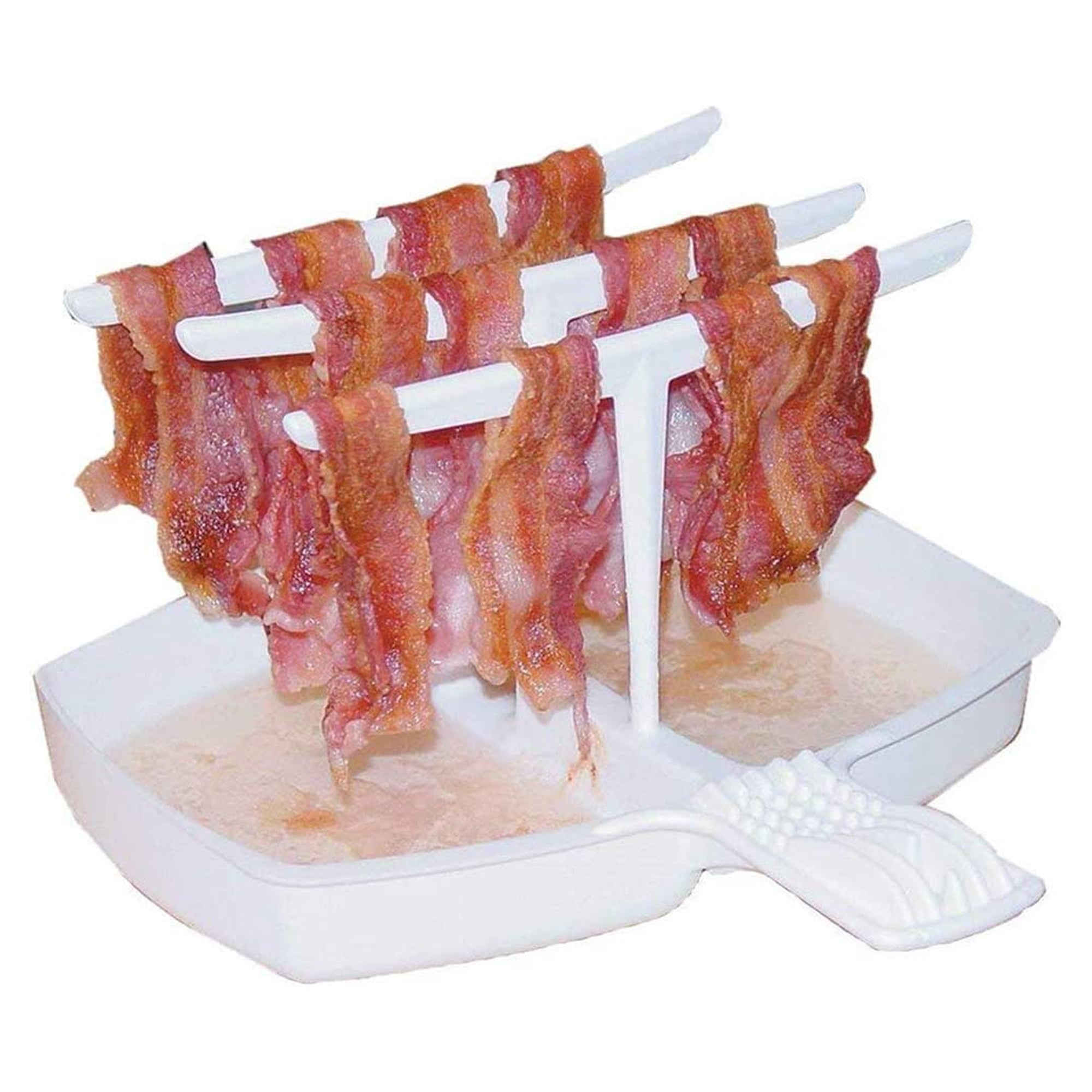 Microwave Bacon Rack Hanger Cooker Tray For Cook Bar Meal Breakfast Crisp S5G7 