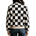thumbnail image 6 of Zijinkuiwen Women Checkered Print Bomber Jacket Zip Up Long Sleeve Ribbed Trim Outerwear for Casual Daily Wear, 6 of 6