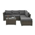 thumbnail image 4 of 4 Pieces Patio Furniture Sets Outdoor Conversation Set, All Weather PE Rattan Sectional Sofa Couch with Table and Cushions, Gray, 4 of 9