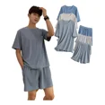 thumbnail image 1 of Pijama Cortos Seda De Hielo Cómodo Para Hombre 2 Piezas, 1 of 7
