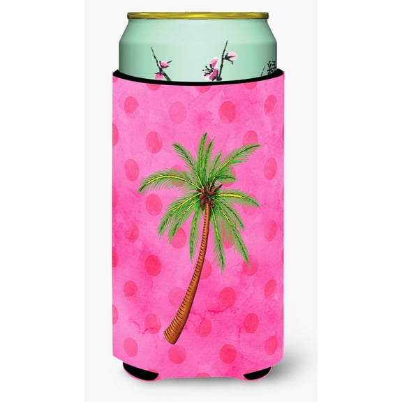 Carolines Treasures BB8169TBC Palm Tree Pink Polkadot Tall Boy Beverage Insulator Hugger  Tall Boy multicolor
