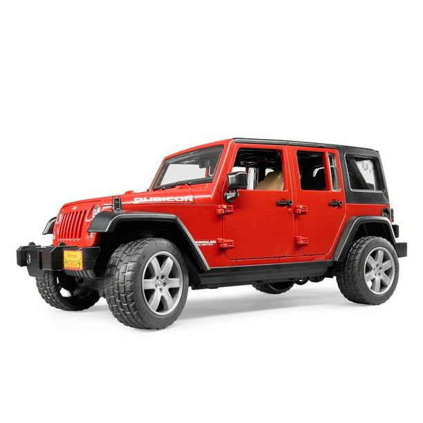 Bruder Toys Scale 1:16 Jeep Wrangler Unlimited Rubicon with Detachable  Roof, Red 