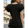 thumbnail image 3 of Weardear Womens Tops Casual Summer Ruffle Sleeve V Neck T-Shirts Loose Tunic Tops, S-XXL, 3 of 6