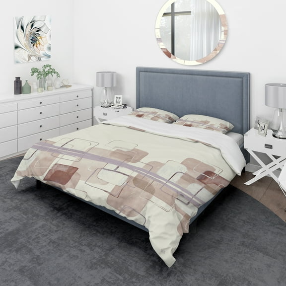 Designart 'Watercolor Minimal Boxes II' Geometric Duvet Cover Set