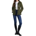thumbnail image 2 of Abrigo Duffle con Cierre Frontal para Mujer Inspire Chic, Corto, con Capucha, Color Verde Militar, 2 of 6