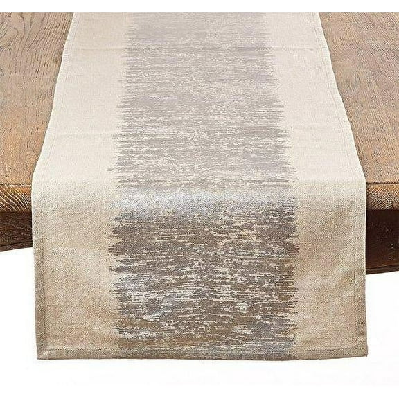 Fennco Styles Eleni Metallic Banded Cotton Table Runner - 16"x72"