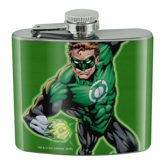 Green Lantern Character Stainless Steel 5oz Hip Drink Kidney Flask