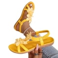 thumbnail image 4 of Fashion Casual Ladies Round Toe Flat Sandals Floral Embellished Back Elastic Band Design Spring Summer Daily Versatile Footwear Yellow 9.5(43), 4 of 9