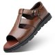 thumbnail image 1 of XIHAHA-Sandalias clásicas de cuero para hombre, chanclas antideslizantes, suaves, frescas, ligeras, transpirables, combinan con todo, informales, a la moda, para verano, 1 of 5