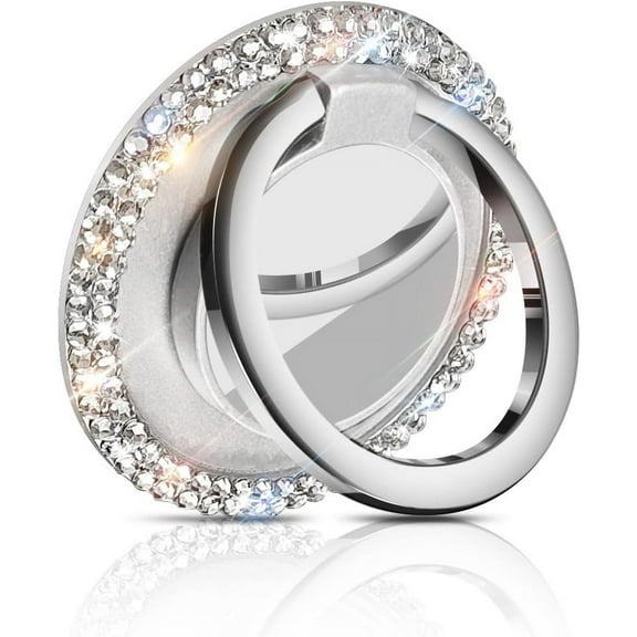 Phone Ring Holder Grip，360°Rotation Ultrathin Finger Cute Glitter Stand Kickstand Universal Compatible with iPhone Samsung Galaxy LG Google iPad （Silver）