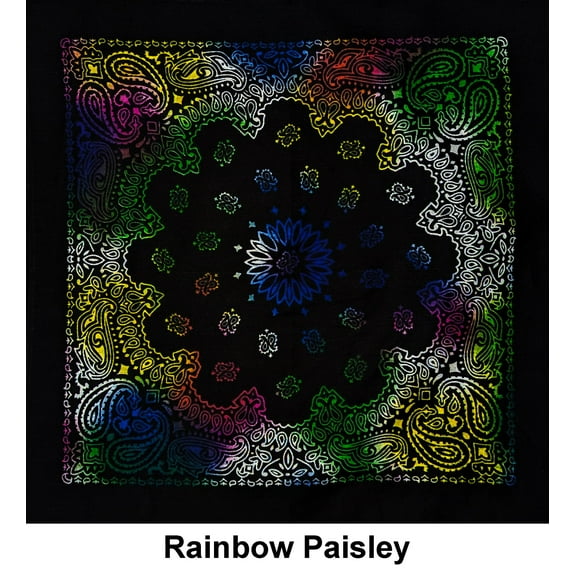Rainbow Paisley Design Print Cotton Bandana (22 inches x 22 inches)