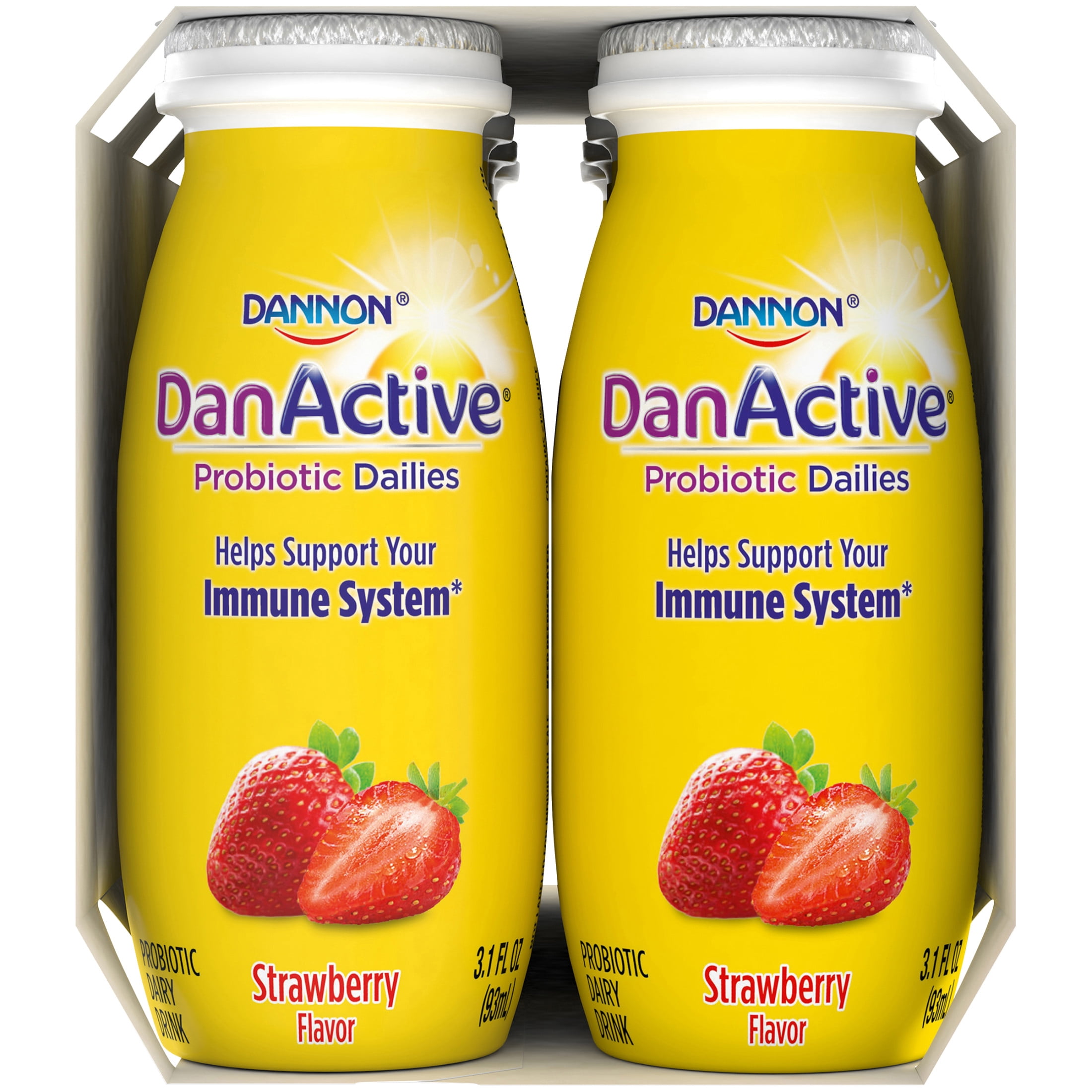DanActive Probiotic Dailies Strawberry Dairy Drink, 3.1 Oz., 8 Count