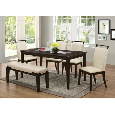 Best Master Furniture Warren 6 Pcs Dining Set, Espresso (Best Finish For Indoor Cedar Furniture)