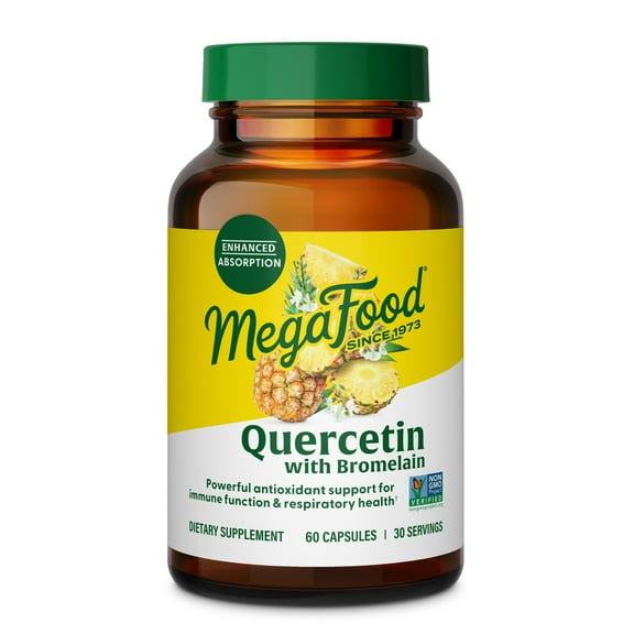 MegaFood Quercetin with Bromelain - Respiratory & Seasonal Immune Support - 30 Servings