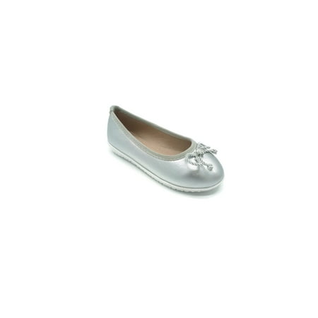 Pipiolo - Pipiolo Little Girls Metallic Silver Bow Ballet Flats ...