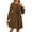 Brown, variant on Womens Tie Front Long Sleeve Mini Dress 100% Polyester Ruched Bodice Not Lined Lightweight Everyday Wear Party Ready