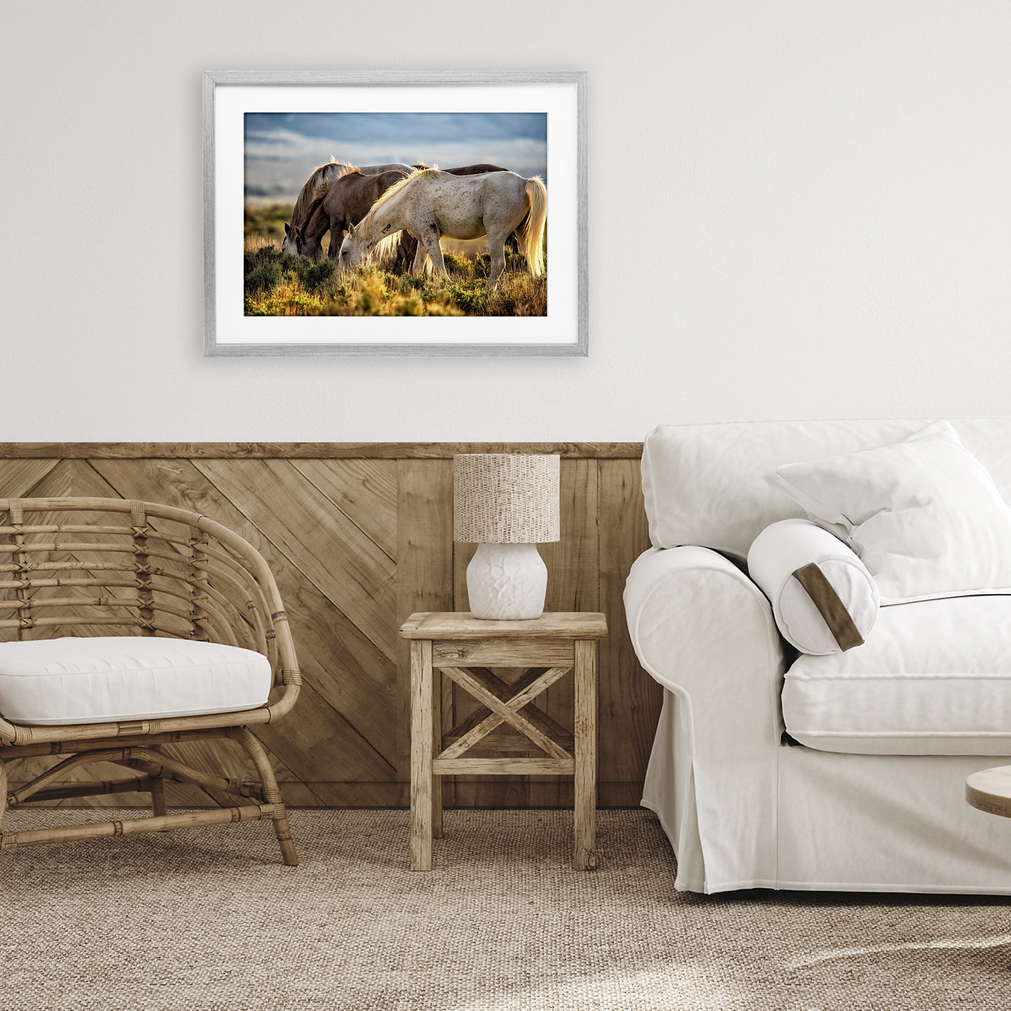 Stupell Industries Equine Evening Graze Gray Framed Print Under Glass, design by Tim West