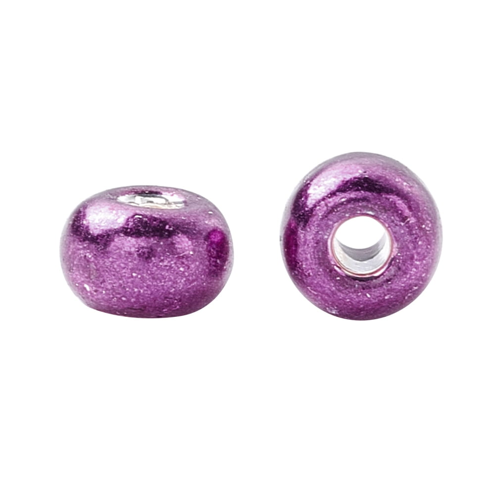 6/0 Glass Seed Beads Metallic Colours Style Round Dark Orchid 6/0 4mm Hole: 1.5mm about 4500pcs/pound