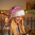 thumbnail image 4 of HCTSHG Sequin Santa Hat for Adults with Shiny Sequin and Fluffy Pompom, Party Hat for New Year Xmas Festiva, 4 of 4