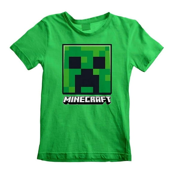 Children's Minecraft Creeper Face Green Crew Neck T-Shirt