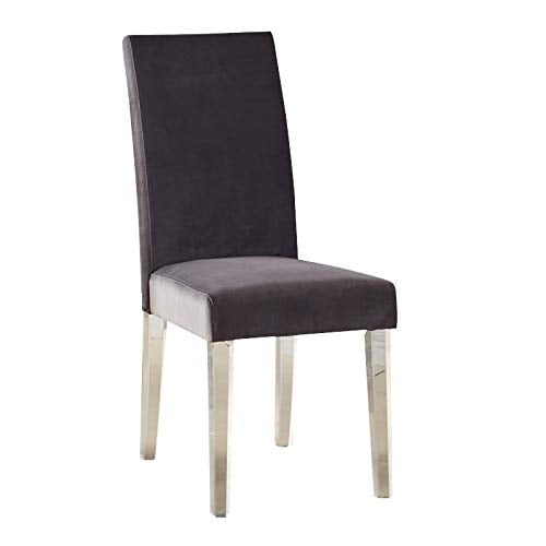 Armen Living Dalia Modern Dining Chair, Gray/Acrylic Finish (Set of 2)