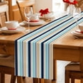 thumbnail image 5 of Khaki Striped Table Runner 36 Inches, Navy Blue Farmhouse Stripes Modern Abstract Art Bed Runner Dresser Scarves Tabletop for Indoor Outdoor Parties/Ceremony/Banquet, 13"x 36", 5 of 8
