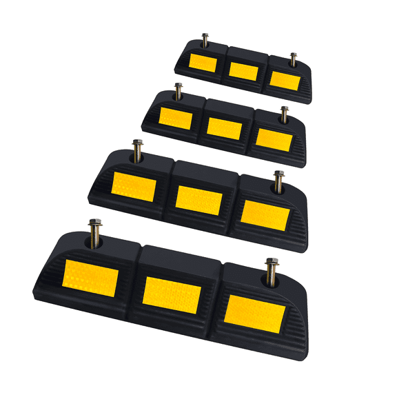 WECARLLE Parking Stopper for Garage Parking Aid 4 Pack, Car Truck Curb Floor Parking Lot Wheel Tire Stops Bumpers with Bolt Installation, Rubber Vehicles Aid Gadgets