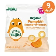 Little Bellies Organic Pumpkin Round-a-bouts, Baby and Toddler Snacks, Age 7+ Months, 0.42 oz Bag, 9 Pack