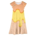 thumbnail image 2 of ZHOGXU Toddler Kids Girls Summer Dress Short Sleeve Round Neck Ice Cream Printed Flowy Lightweight Fashion Dresses For Casual Daily Wear,Orange,14-15 Years, 2 of 4