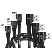 AGOZ 3pack 4/6/10ft USB C Cable Fast Charger 90 Degree Right Angle Cord for Samsung Galaxy S25 S24 S23 S22 Note 20, A14 A15 A16 A23 A24 A54, Moto G,Google Pixel 9 8 7, iPhone 15 Pro Max, iPhone 16