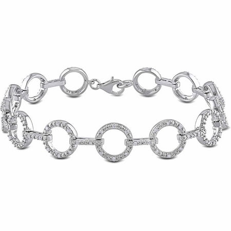 Miabella 1/2 Carat Diamond Sterling Silver Link Bracelet