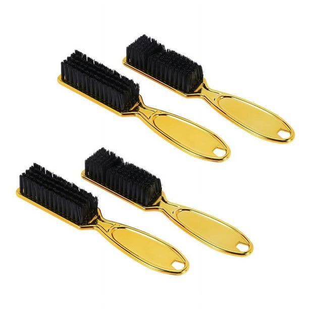 Fade Brush Peine Tijeras Cepillo de Limpieza Peluquería Skin Fade Vintage Oil Head Shape Tallado Cepillo de Limpieza Gold 4PC