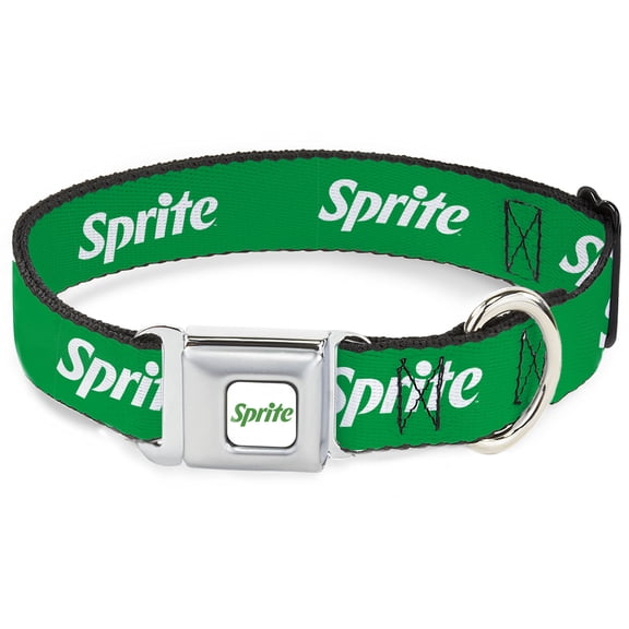The Coca-Cola Company Pet Collar, Dog Collar Metal Seatbelt Buckle, Sprite Logo Green White, 9.5 to 13 Inches 1.0 Inch Wide
