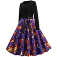 thumbnail image 5 of Vestido HUOGUO Fashion de manga larga con estampado de patchwork para mujer, 5 of 5