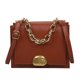 thumbnail image 2 of Bolsa de mano de cadena sólida de moda de mano cruzado con solapa de PU para mujer (marrón) Likrtyny Para Estrenar, 2 of 9